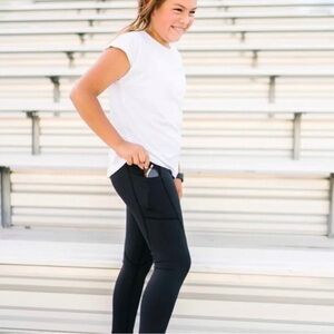 Zyia Active 'Light N Tight' Black Workout Leggings Size 4-5 Girl
